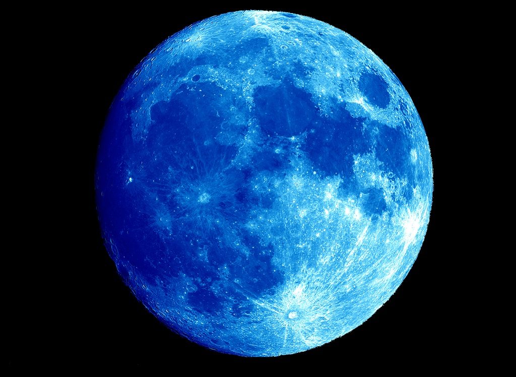 A glowing blue Moon