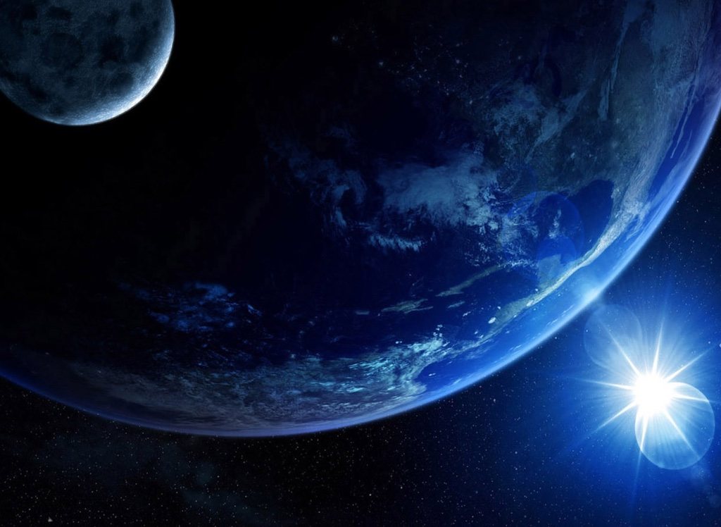 Earth and the Moon lit by the Sun